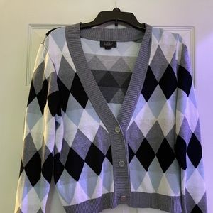Bellini sweater in blue and black argyle pattern
